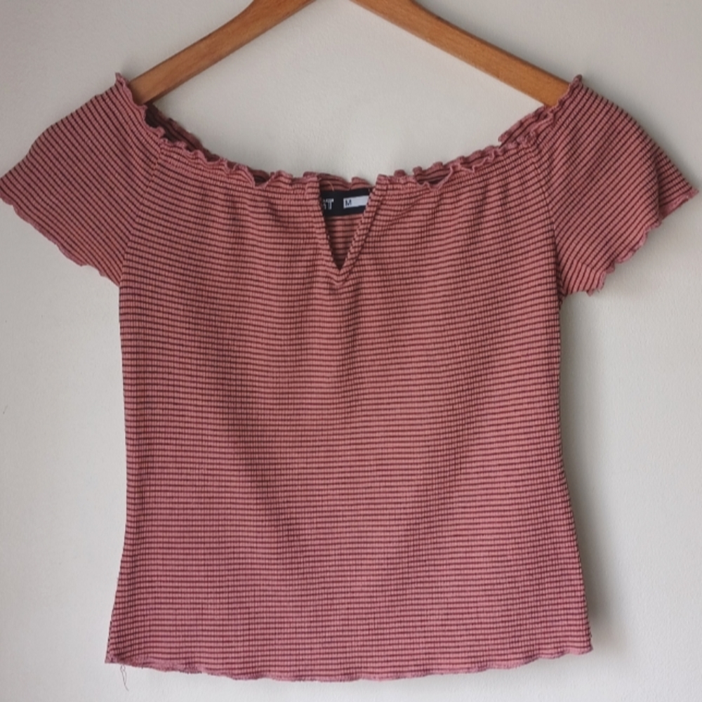 Pink and black striped top